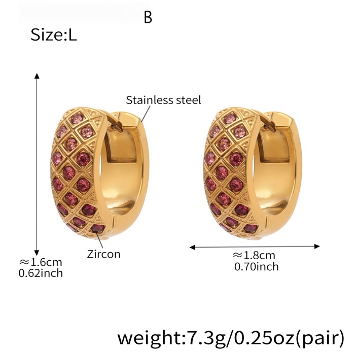 Wholesale Stainless Steel Gold Pave Hoop Earrings