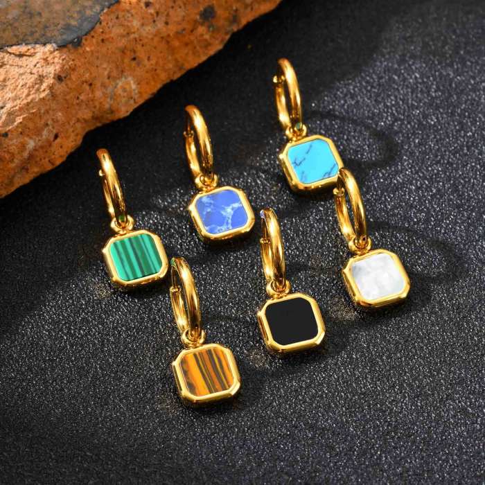 Wholesale Stainless Steel Tiger Eye Earrings