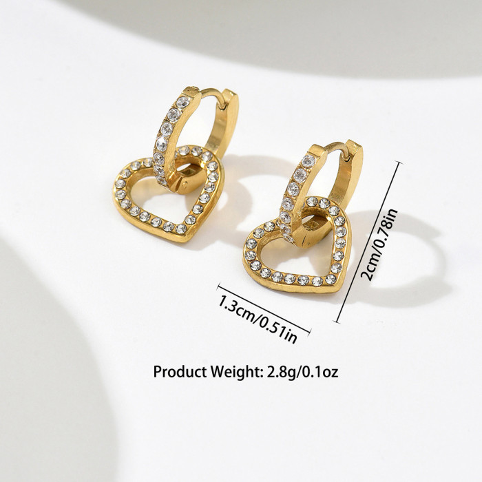 Wholesale Stainless Steel Micro-Pave Crystal Heart Earrings