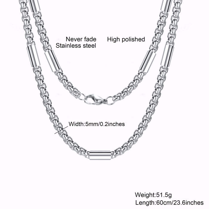 Wholesale Stainless New Style Rounded Box Chain Necklace