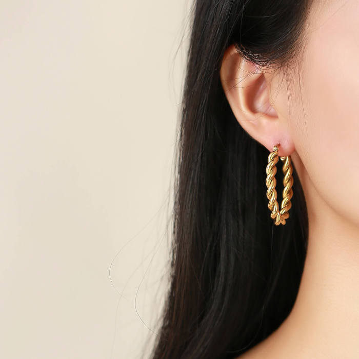 Wholesale Stainless Steel Twist Hoop Earrings