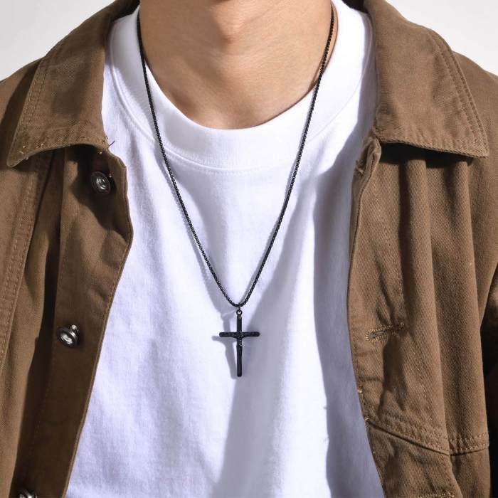 Wholesale Stainless Steel Mens Black Cross Pendant
