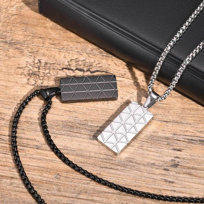 Wholesale Stainless Steel Rectangular Pendant with Geometric Patterns