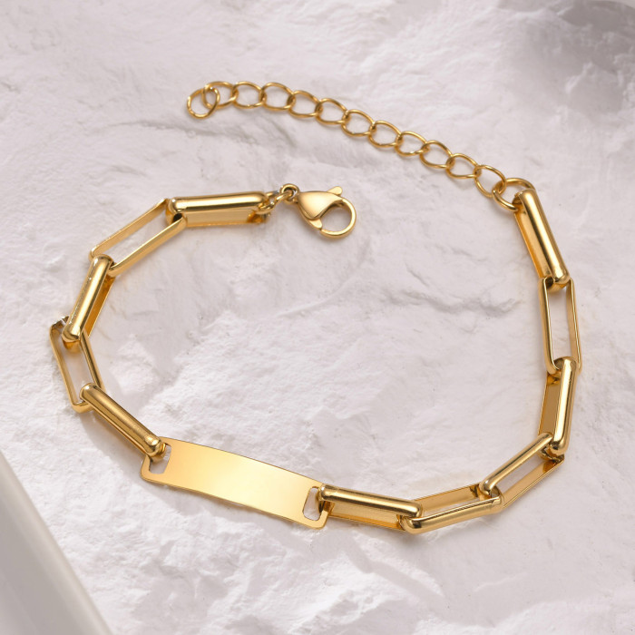 Wholesale Stainless Steel Personalized Paperclip Chain Bracelet
