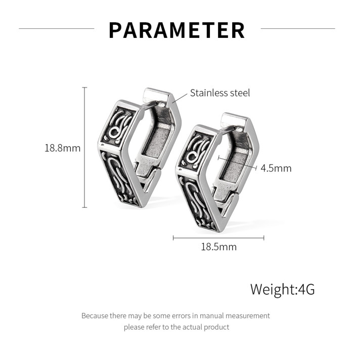 Wholesale Stainless Steel Hip Hop Earrings