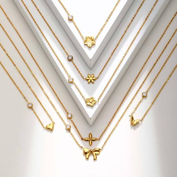 Wholesale Stainless Steel Butterfly Zirconia Necklace
