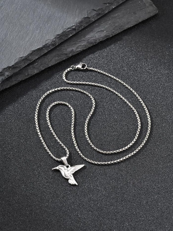 Wholesale Stainless Steel Hummingbird Pendant Necklace