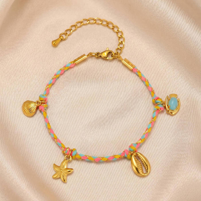 Wholesale Stainless Steel Marine Charm Rope Bracelet