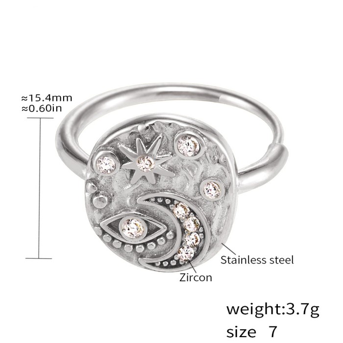 Wholesale Stainless Steel Evil Eye Moon Rings
