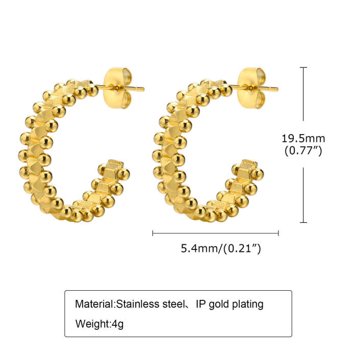 Wholesale Stainless Steel Women C Stud Earrings