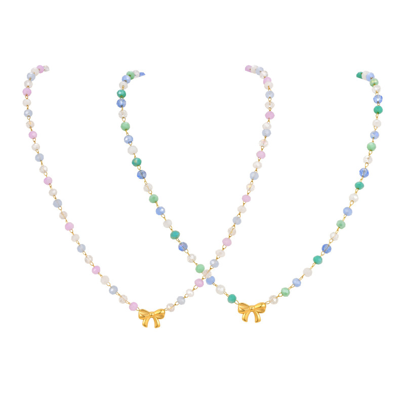 Wholesale Stainless Steel Ribbon Bead Necklace