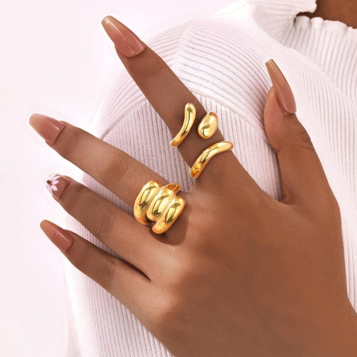 Wholesale Stainless Steel Fashion Women Irregular Rings