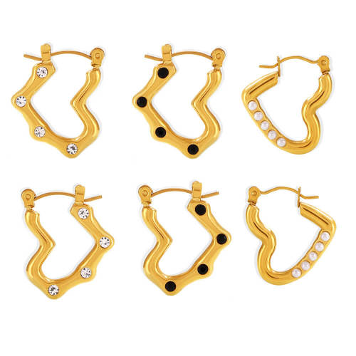 Wholesale Stainless Steel Shiny Open Heart Hoop Earrings