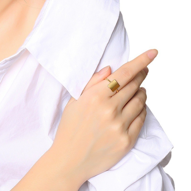 Wholesale Stainless Steel Minimalist Gold Square Statement Ring