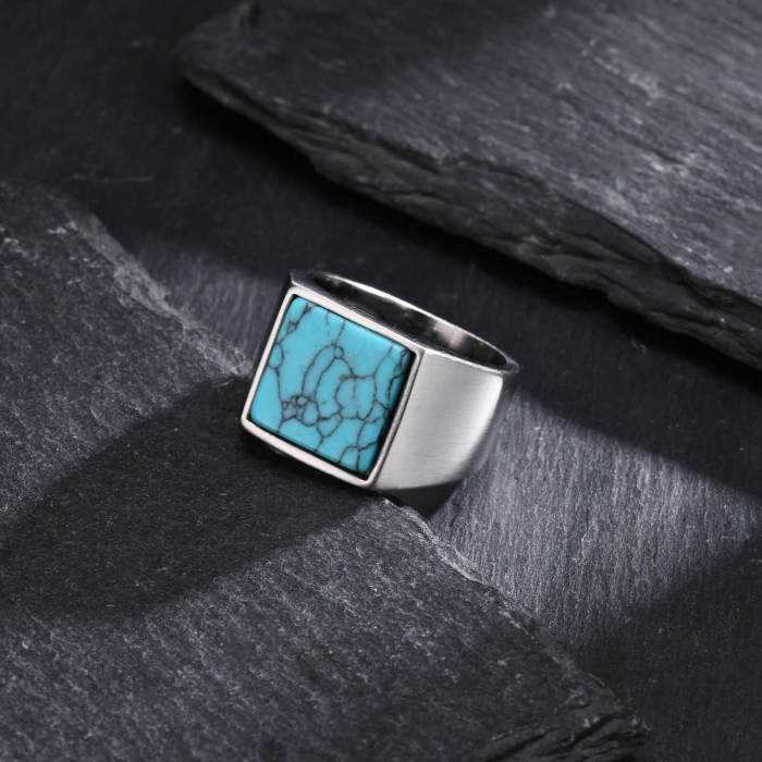 Wholesale Stainless Steel Mens Stone Signet Ring