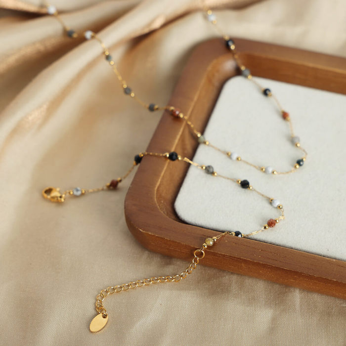 Wholesle Natural Stone Beaded Necklace Bracelet Set