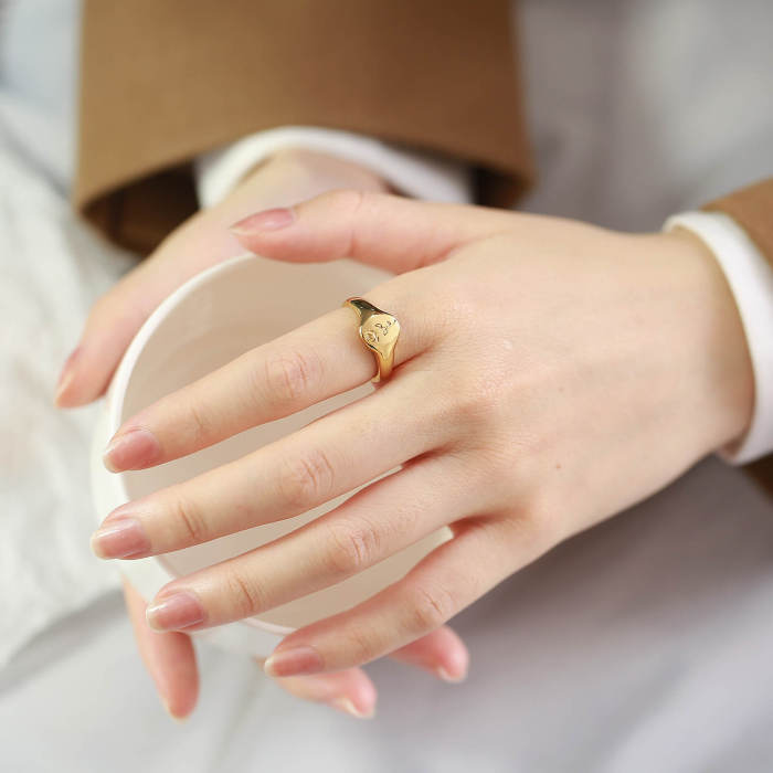 Wholesale Stainless Steel Oval Rose Signet Rings