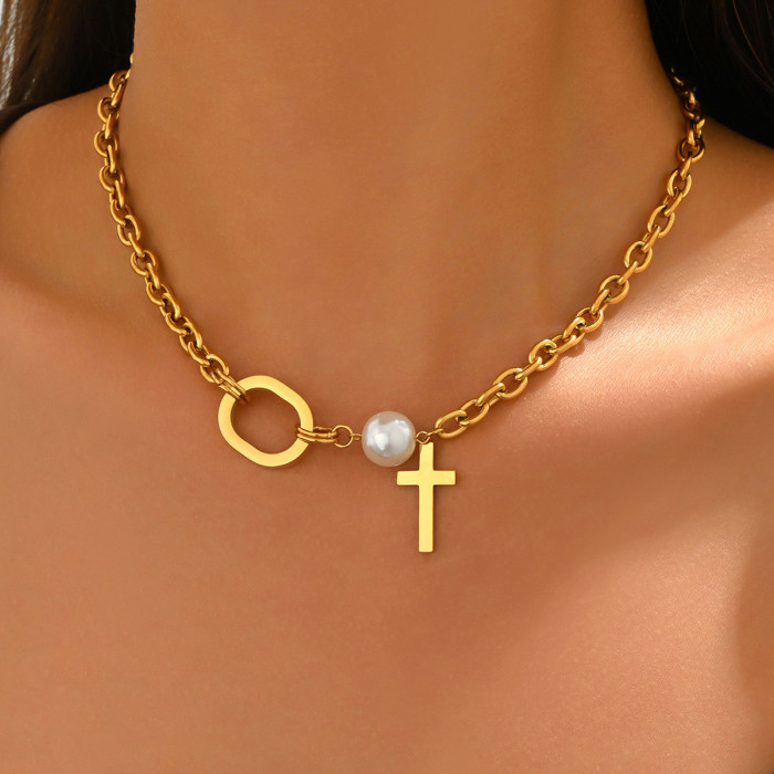 Wholesale Stainless Steel Oval Ring & Cross Pendant