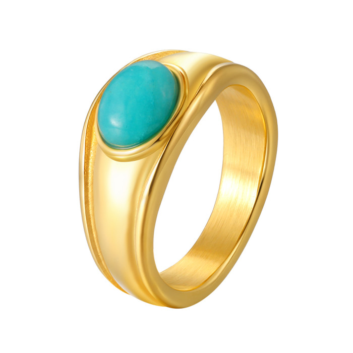 Wholesale Stainless Steel Oval Stone Ring