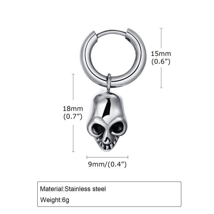 Wholesale Stainless Steel Skull Drop Hoop Earrings