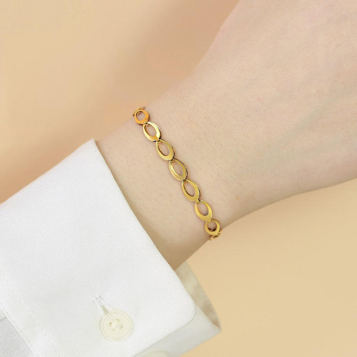 Wholesale Stainless Steel Oval Flat Link Chain Bracelet