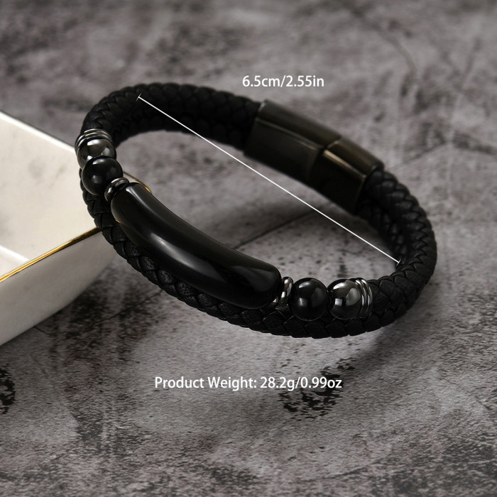 Wholesale Men's Double Layer Leather Bracelet