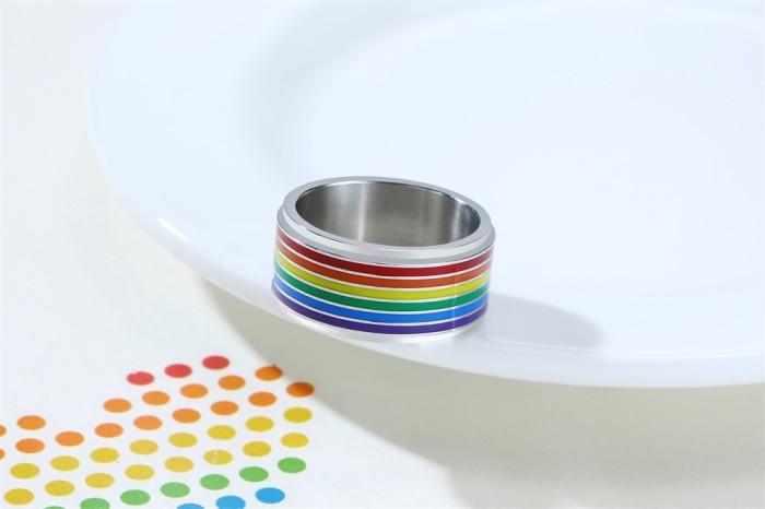 Wholesale Stainless Steel Rainbow Spinner Ring