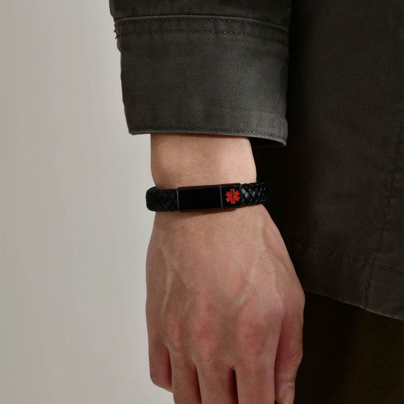 Wholesale Stainless Steel Classic Medical ID Leather Bracelets