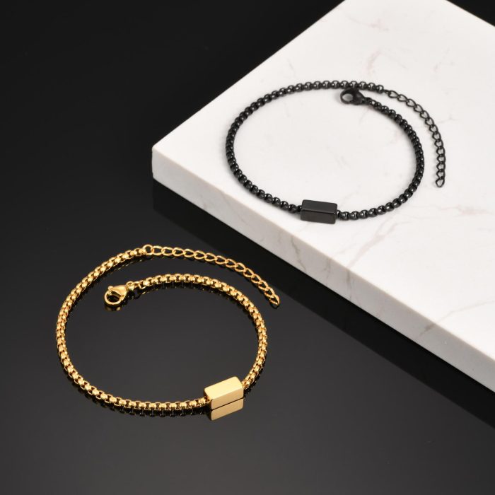 Wholesale Stainless Steel Black Box Chain Bracelet