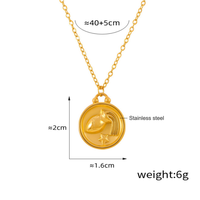Wholesale Stainless Steel 12 Zodiac Sign Necklace Set