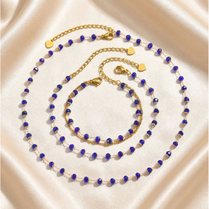 Wholesale Stainless Steel Crystal Bead Jewelry Set