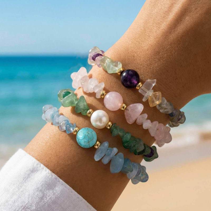 Wholesale Gold Plated Natural Crystal Chip Bracelet