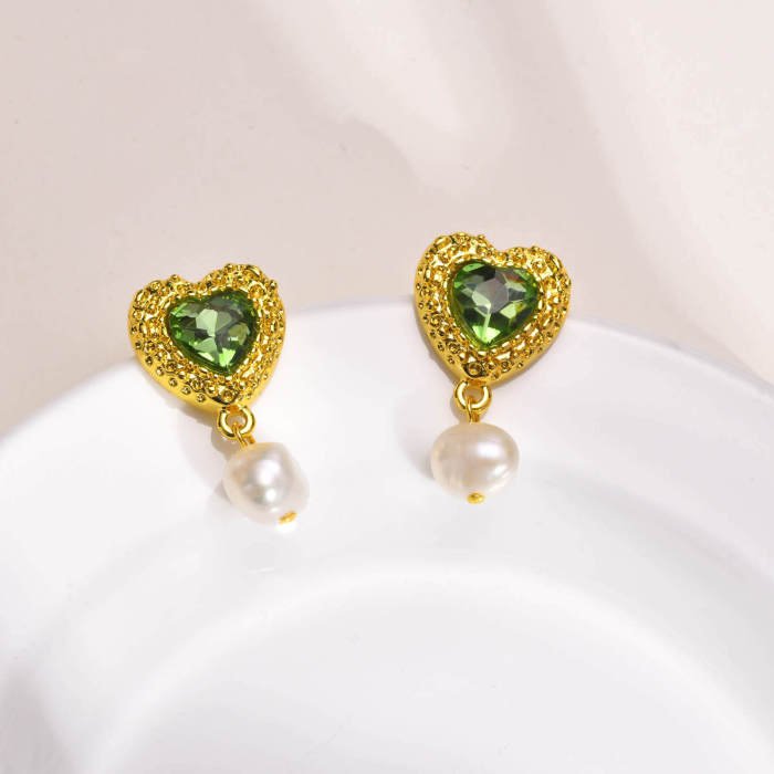 Wholesale Copper Heart Earrings with Pearl
