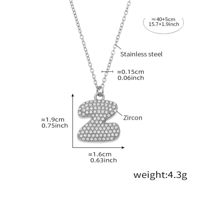 Wholesale Stainless Steel 5A CZ Initial Necklace