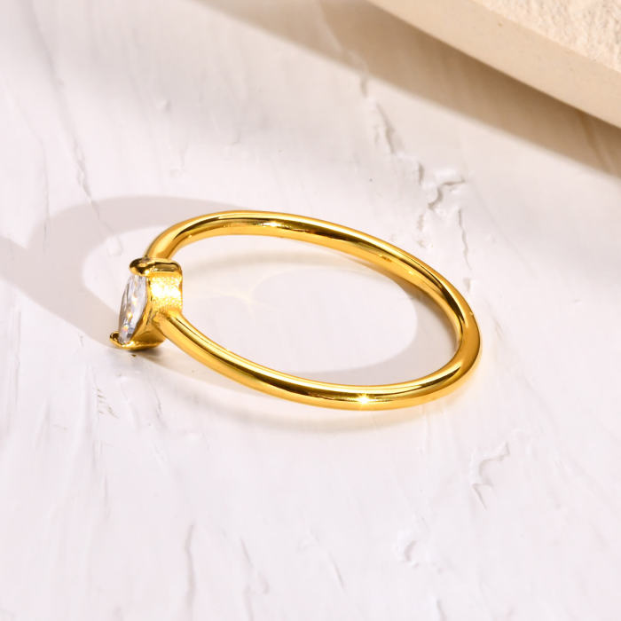 Wholesale Stainless Steel Ring with White CZ