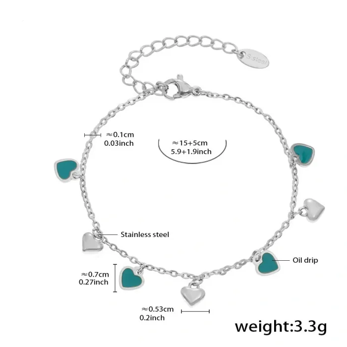 Wholesale Stainless Steel Colorful Heart Jewelry Set