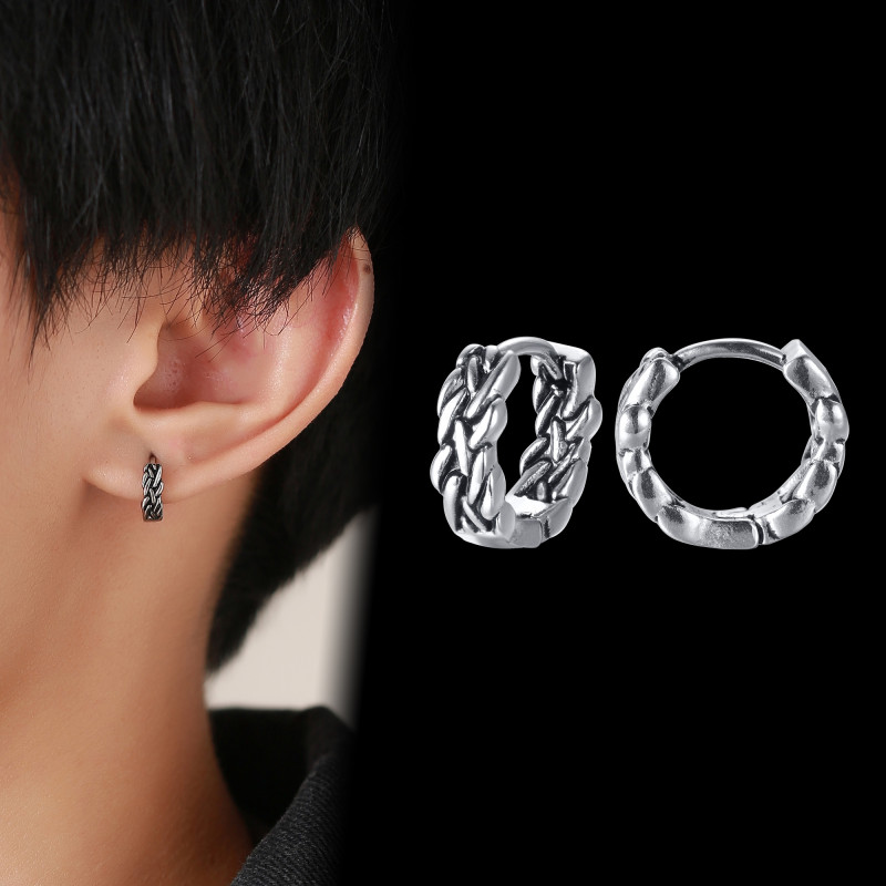 Wholesale Stainless Steel Punk Braid Hoop Earrings