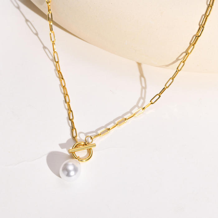 Wholesale Stainless Steel Paperclip Toggle Clasp Necklace