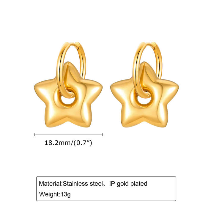 Wholesale Stainless Steel Star Moon Heart Earrings