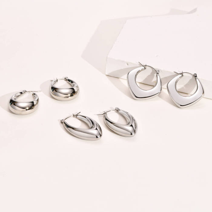 Wholesale Stainless Steel Hollow Hoop Earrings