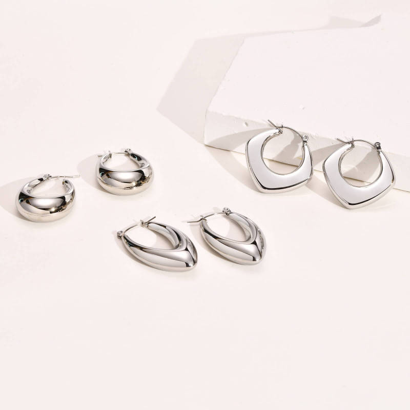 Wholesale Stainless Steel Hollow Hoop Earrings