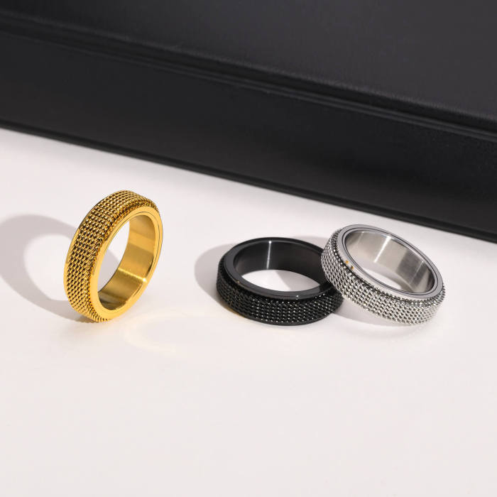 Wholesale Stainless Steel Mens Mesh Spinner Ring