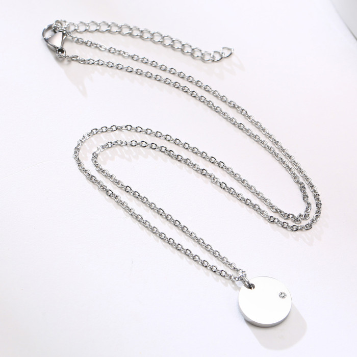 Wholesale Stainless Steel Engravable Disc Necklace Gold