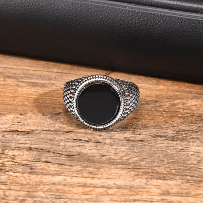 Wholesale Stainless Steel Black Onyx Turquoise Ring