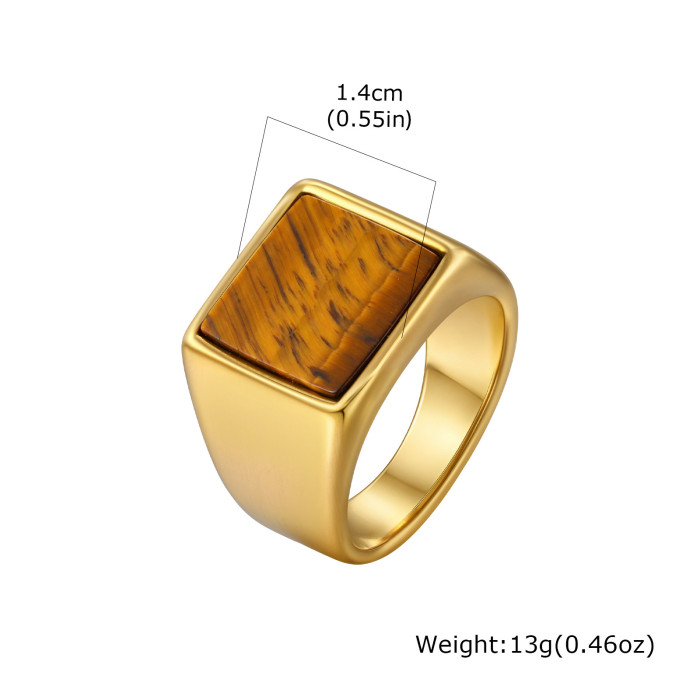 Wholesale Stainless Steel Square Black Stone Seal Ring