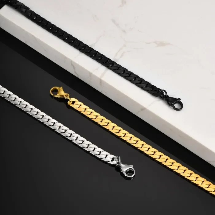 Wholesale Stainless Steel Flat NK Chain Bracelet