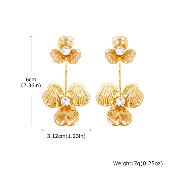 Wholesale Stainless Steel Butterfly Flower Earrings
