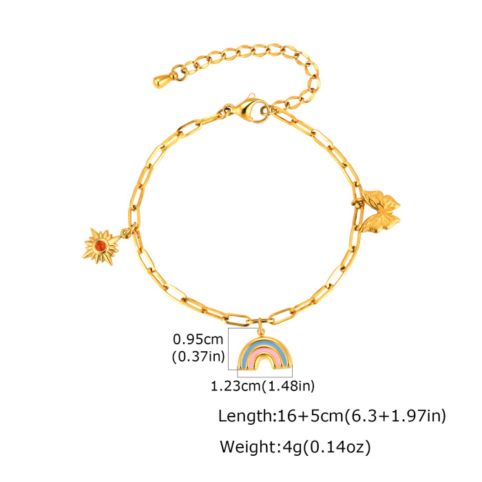 Wholesale Stainless Steel Paperclip Chain Rainbow Bracelet