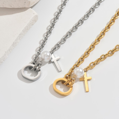 Wholesale Stainless Steel Oval Ring & Cross Pendant