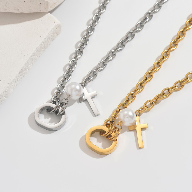 Wholesale Stainless Steel Oval Ring & Cross Pendant